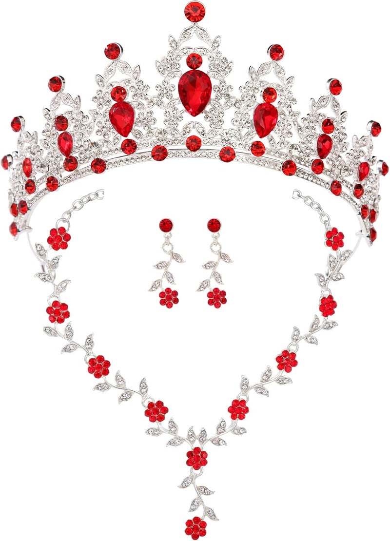 Kamirola Tiaras and Crowns for Women,Tiaras Earrings Necklace, Crystal Bridal Jewelry Set, Costume Party Halloween Prom Pageant Jewelry for Women(TR45) - Image 1